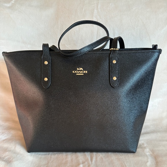 NWT! RARE! Coach F58846 City Zip Top Tote Bag In Black Leather Women's Bag - Picture 1 of 8